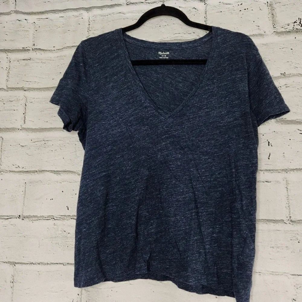 Madewell 100% Cotton Gray Women's Short-Sleeved Shirt Size Medium Casual Basic
